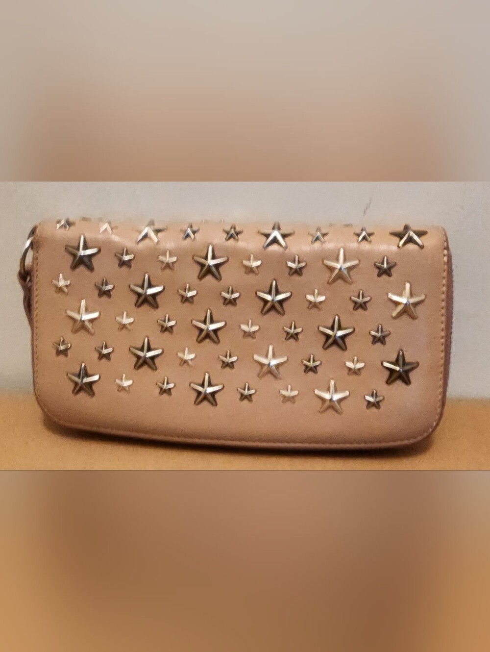 Jimmy Choo beige and Silver Star Wallet full inclusion